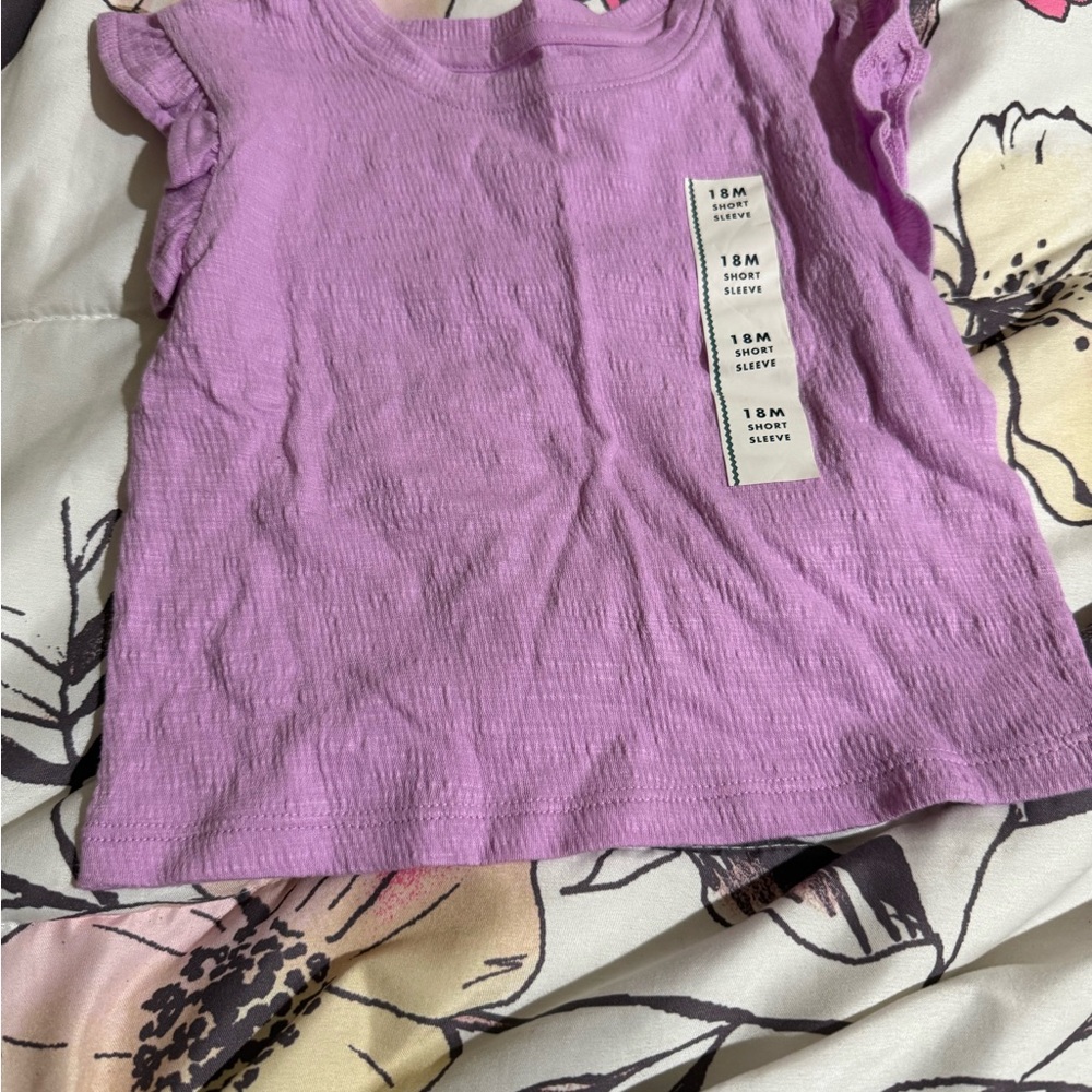 Cat & Jack Purple Ruffle Sleeve Top